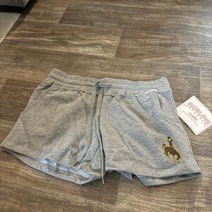 Gray Women's Shorts with Gold Logo